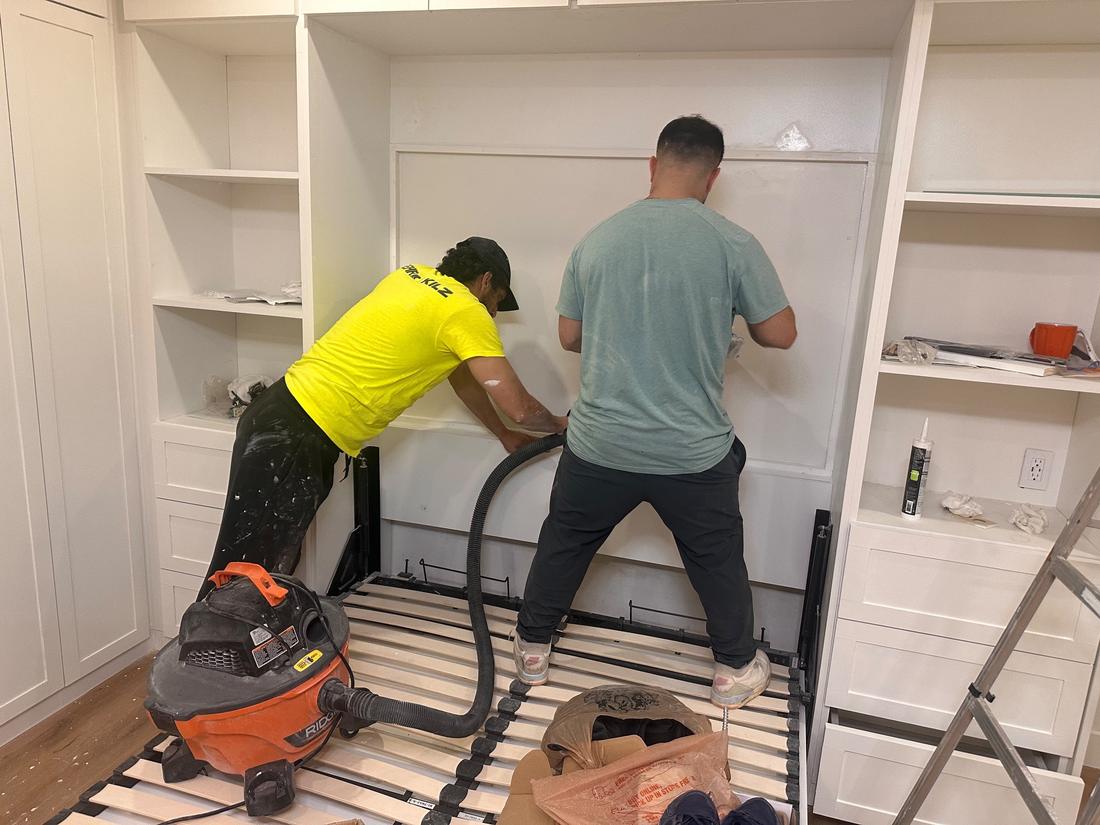 Finishing custom wall-bed cabinetry