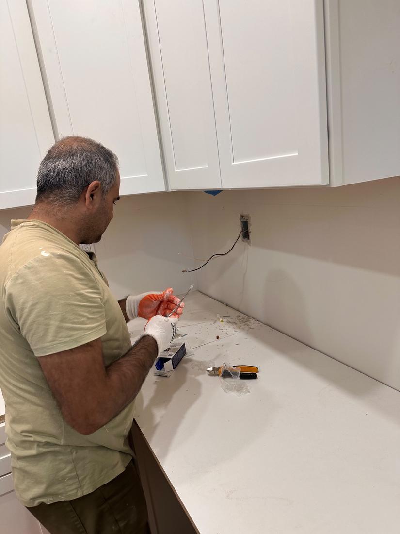 Kitchen electrical and backsplash prep