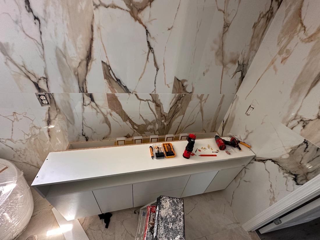 Vanity and lighting installation