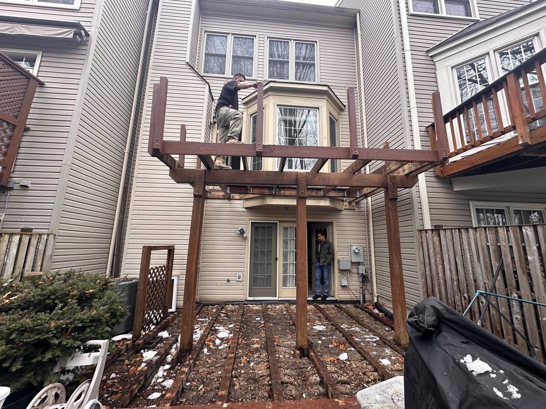 Old deck structure being taken down for a rebuild