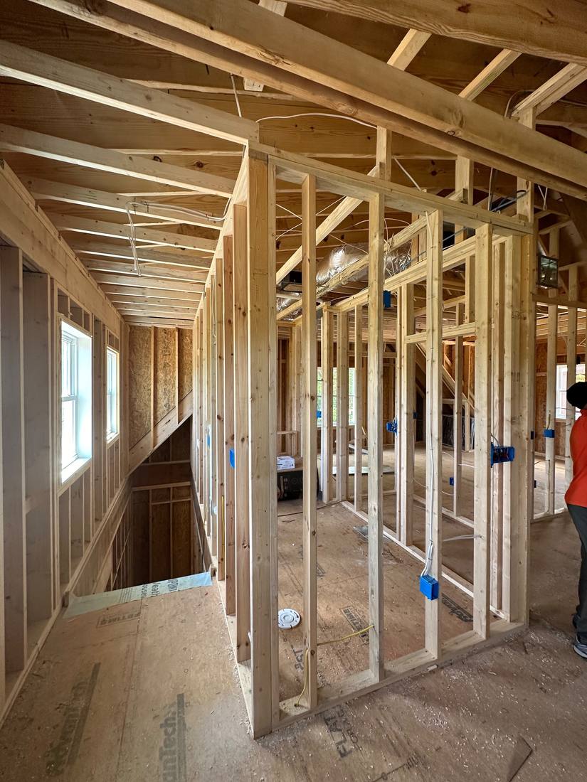 Interior framing with electrical boxes set